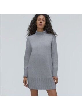 Everlane Gray Cozy Stretch Turtleneck Sweater Dress Wool Blend Yak Medium